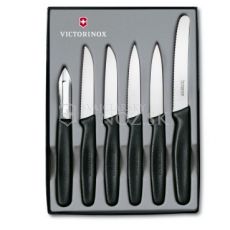 Set nožov Victorinox, 6 ks, čierna, rôzne nože